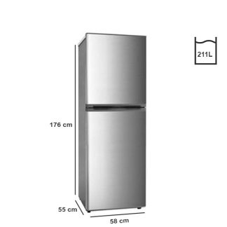 Nasco Réfrigérateur Combiné Avec Clé - KNASD2-400 - 211 Litres - 5 Tiroirs - Gris - Garantie 06 Mois