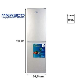 Nasco Réfrigérateur Combine 196 L - Nasd2-293fl - Gris - Garantie 06 Mois