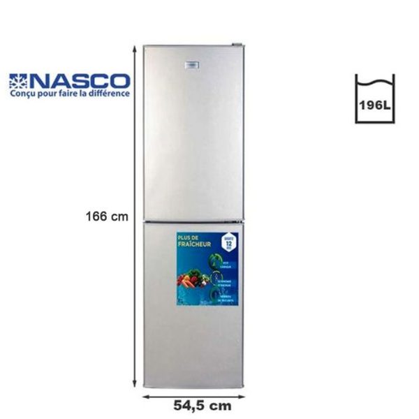 Nasco Réfrigérateur Combine 196 L - Nasd2-293fl - Gris - Garantie 06 Mois
