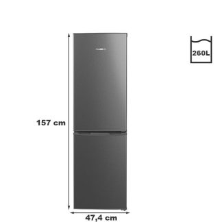 Nasco Réfrigérateur Combine - Snasd2-260 – Silver - 3 Casiers - Garantie 06 Mois