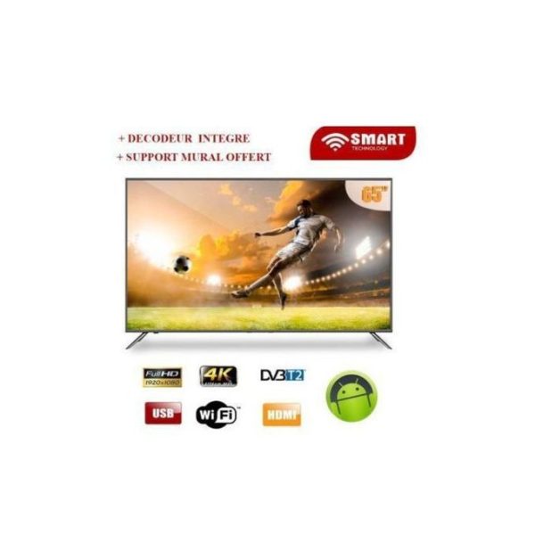 Smart TV LED SMART TV - 55 Pouces - 4K - Wifi -ANDROID+ Décodeur Intégré - Noir - Garantie 03 Mois – Image 2