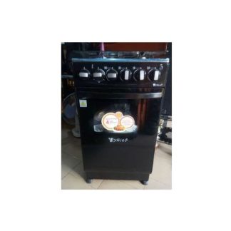 YUCEL Gazinière - Gaz 4 Feux avec Four à 1 Niveau - Noir - Garantie 03 Mois