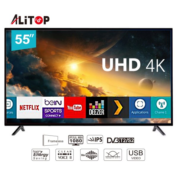 ALITOP Android TV 55 pouces – Bluetooth - Garantie 12 Mois