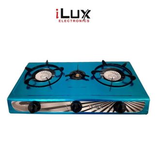 Ilux Cuisinière à Gaz - Réchaud 3 Feux Inox - LXG-7403-SX95 -