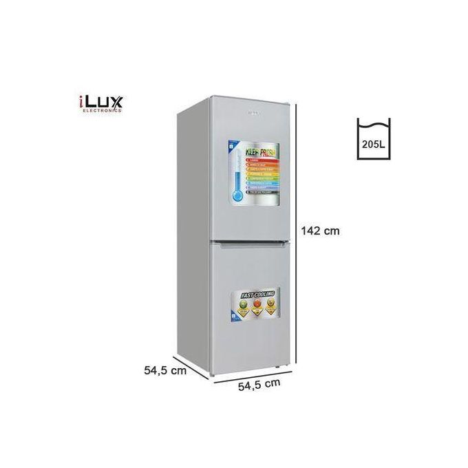 Ilux Réfrigérateur Combiné ILCB205 - Economique - 205 L - Gris - Garantie 06 Mois