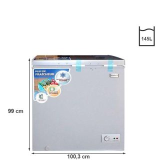 Nasco Congélateur horizontal KNAS-250 - 1 porte - Gris - 145 Litres - Garantie 06 Mois
