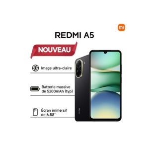 Xiaomi Redmi A5 - 6.88" - 2SIM - 4G - 8/32 Mpx - 4/128 Go - Noir - Garantie 06 Mois