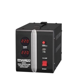 Nasco Stabilisateur - 2000Va - NAS-2000VA-NR - Affichage LED - Noir - Garantie 03 Mois