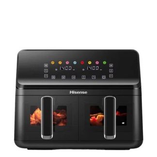 Hisense Friteuse Double Air - H08AFBK2S1 - 8L(4L+4L) - Digital - Circulation D'Air Chaud - Noir - 8 Programme De Friture - Garantie 03 Mois