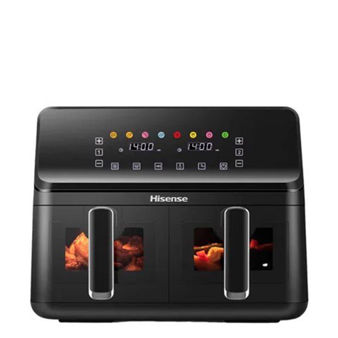 Hisense Friteuse Double Air - H08AFBK2S1 - 8L(4L+4L) - Digital - Circulation D'Air Chaud - Noir - 8 Programme De Friture - Garantie 03 Mois
