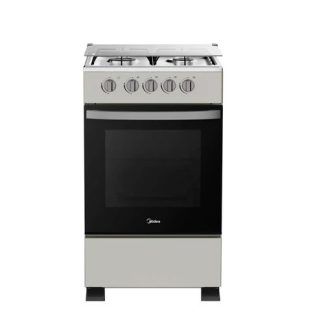 Midea Sp5055T082-S - Gaziniere 4 Feux Midea - 50X55Cm - Sans Allumage Automatique - Silver - Couverture Vitre