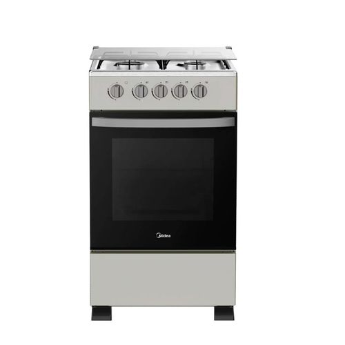 Midea Sp5055T082-S - Gaziniere 4 Feux Midea - 50X55Cm - Sans Allumage Automatique - Silver - Couverture Vitre