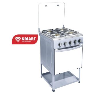 SMART TECHNOLOGY Cuisinière Silver Smart 4 Feux Inox Vitrée Avec Four (STC-5050SC)-Gris- Garantie 6 Mois