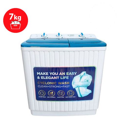 SMART TECHNOLOGY Machine à Laver Double Bac -Semi-Auto STMLS-7H- 7Kg - Bleu-blanc - Garantie 3 Mois