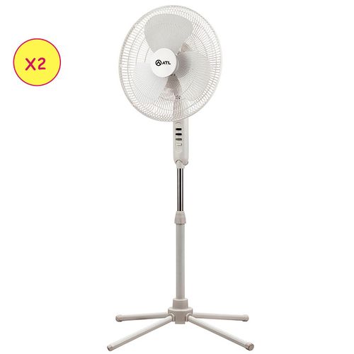 ATL Ventilateur Sur Pied - ATLVENT-16112 - 16" - 03 Helices - 3 Vitesses - 220V - 50 Hz - 45W - Blanc - 02 Pcs - Crt