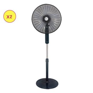 ATL Lot de 2 Ventilateurs Sur Pied - ATLVENT-16015P - 16" - 05 Helices - 3 Vitesses - 220V - 50 Hz - 45W - Noir - 02 Pcs - Crt