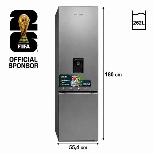 Hisense Réfrigérateur Combiné - RD-35DC4SB - 3 Tiroirs - 262 Litres -Fontaine - A+ - Gris - Garantie 12 Mois