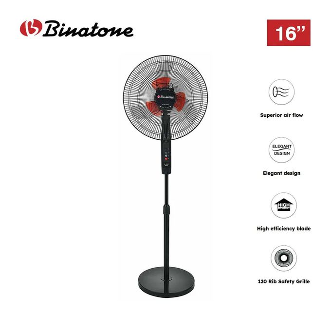 Binatone Ventilateur Sur Pieds Stand Fan A-1692 MK5 - Noir - Garantie 3 Mois – Image 2